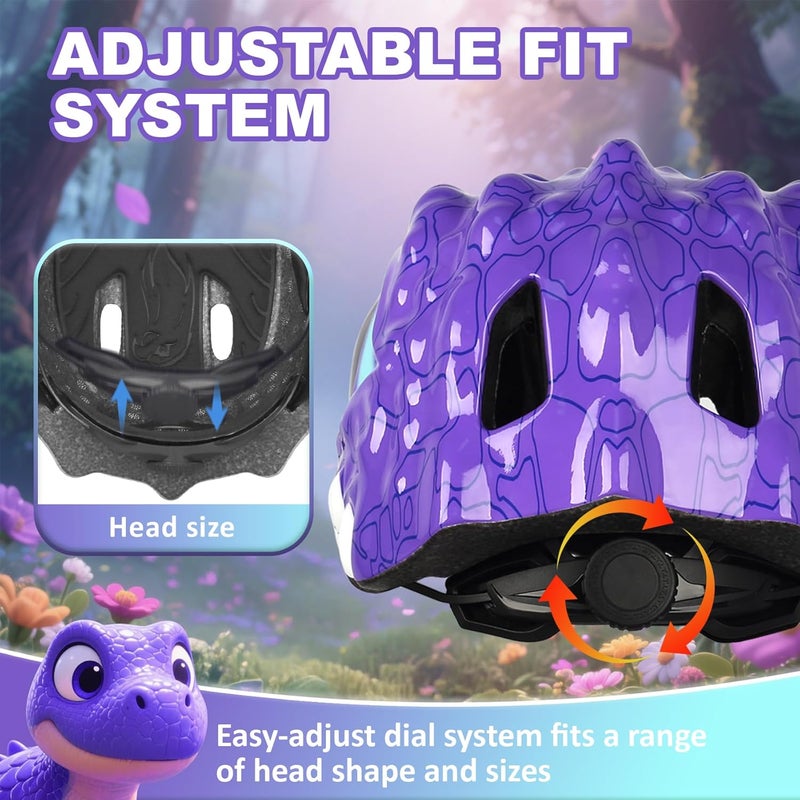 Bavilk Toddler Kids Bike Helmet,3D Dinosaur Helmets for Boys Girls Infant/Baby to Children 1/2/3/4/5/6/7/8 Years Old Lightweight Adjustable Multi-Sports Bicycle Scooter Skateboard Skating Cycling - Image 4